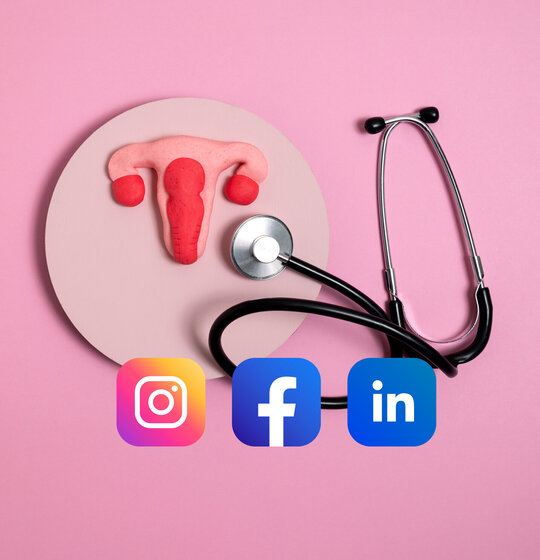 Konzeptillustration zu Infokanälen auf den Social Media-Seiten der Klinik