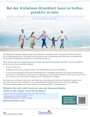 Info-Flyer zur Retain Studie
