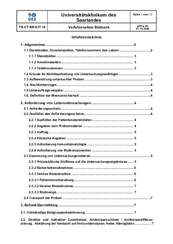 Verfahrensliste Blutbank