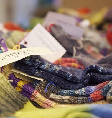 handgestrickte Wollsocken